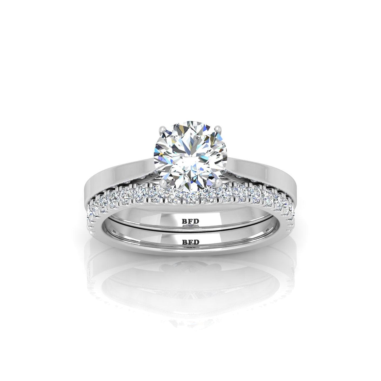 Certified Round Diamond Solitaire Engagement Ring With Curved Matching Band 1.50Carat E/VS