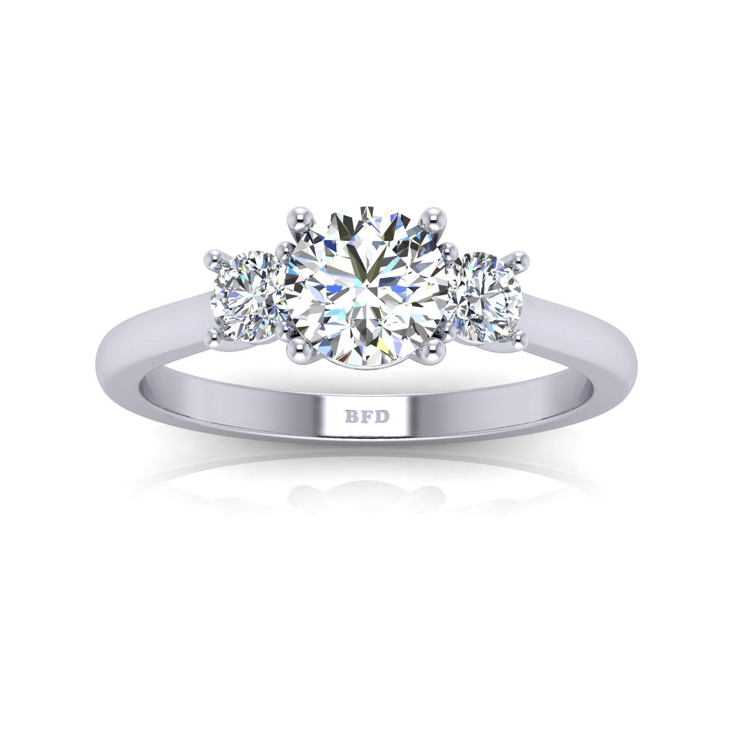 Casual Round Diamond Trilogy Engagement Ring in Platinum 1.00Ct-3.00Ct
