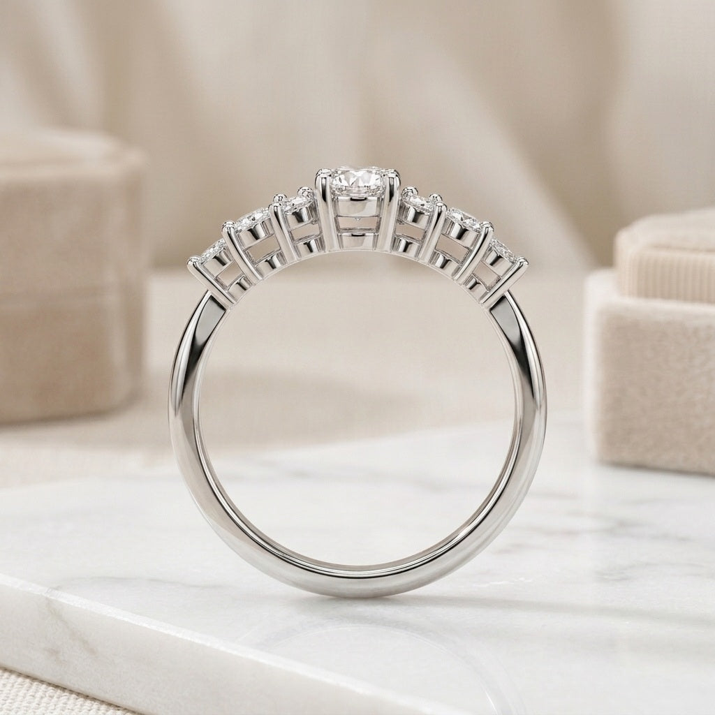 IGI 3.00ct Oval With Side Marquise Diamond Designer Lab Diamond Engagement Ring - E/VS