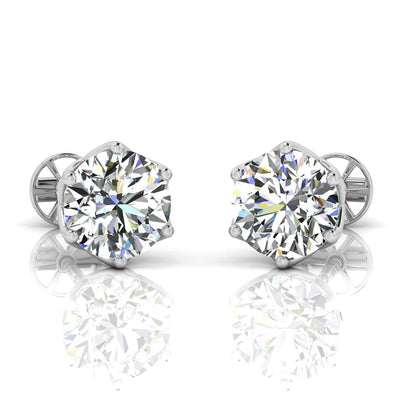 Certified D/VS 2.00Ct Round Diamond Designer Stud Earrings in 18k Gold