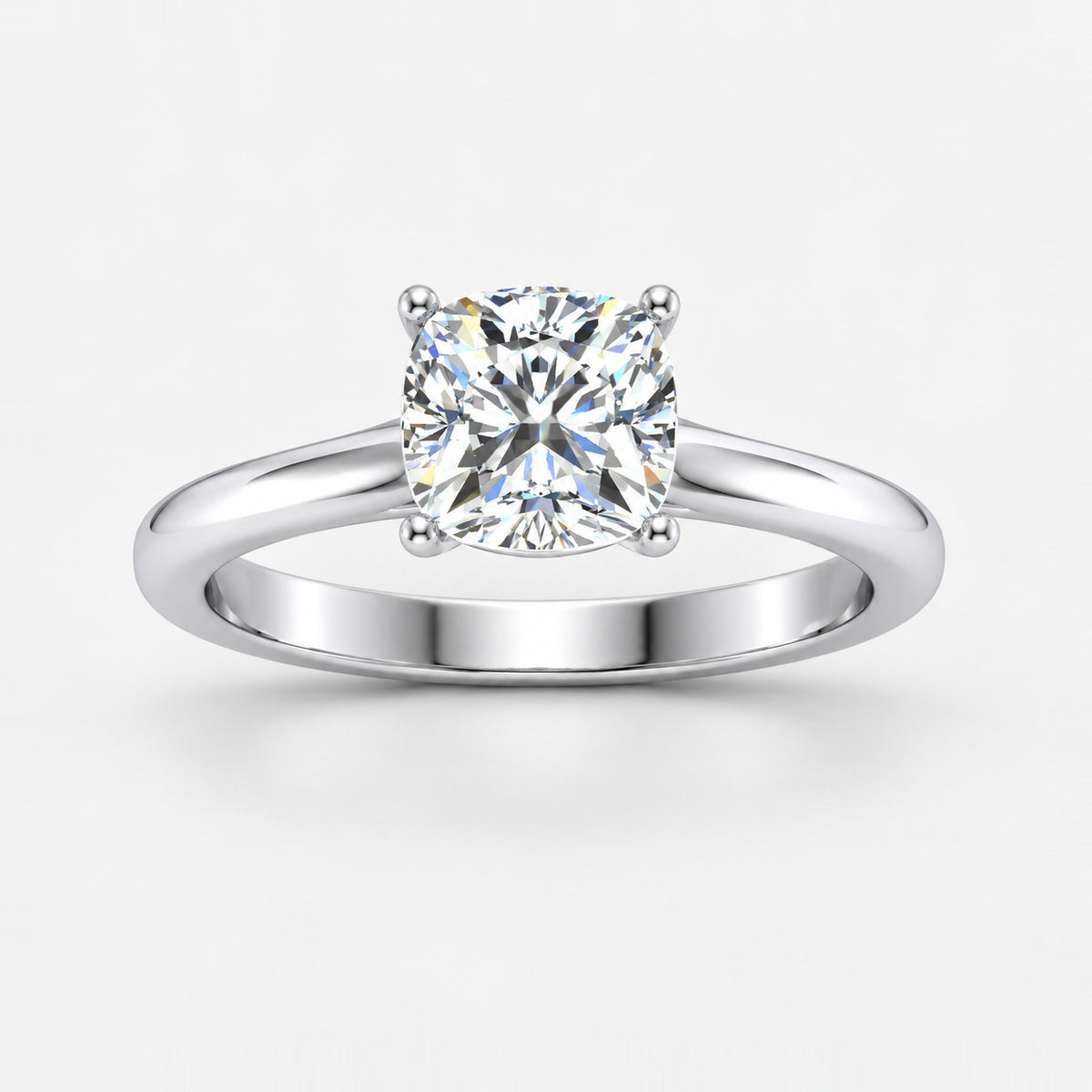 IGI Certified Classic Claw Setting Cushion Diamond Solitaire Engagement Ring in Gold & Platinum