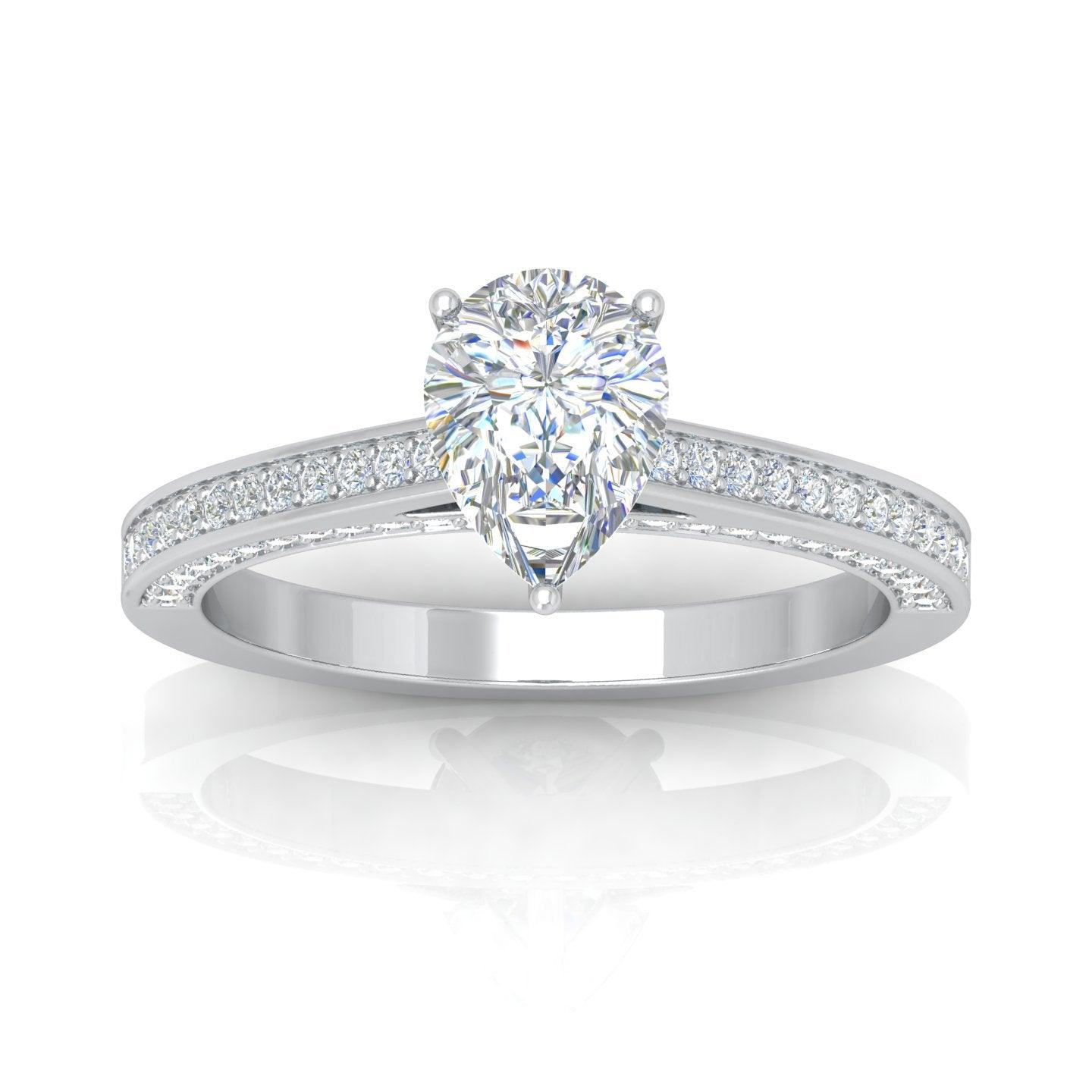 Certified Pear Diamond Engagement Ring 2.00Carat E/VS