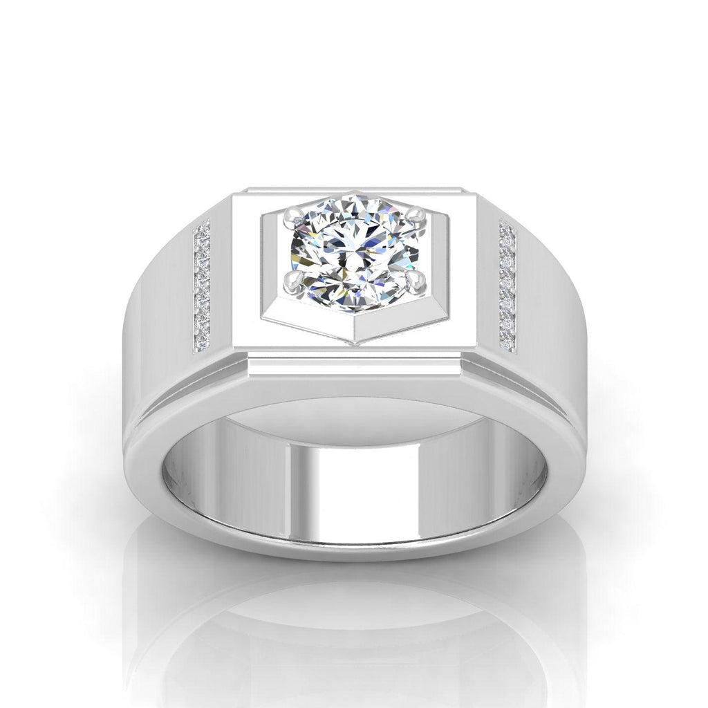 Certified F/VS 1.00Ct Round Diamond Solitaire With Accents Engagement Ring For Him