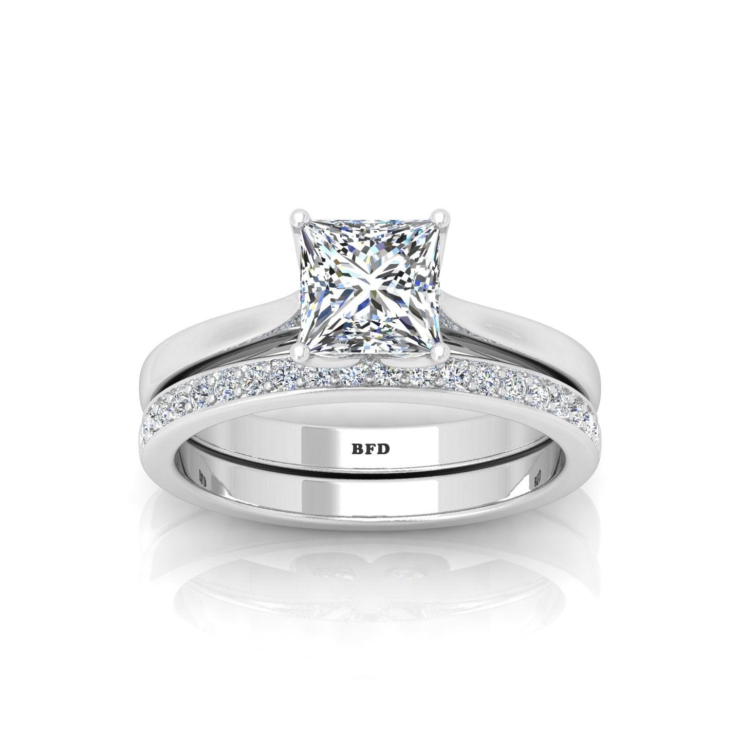 Certified Princess Diamond Bridal Set Engagement Ring