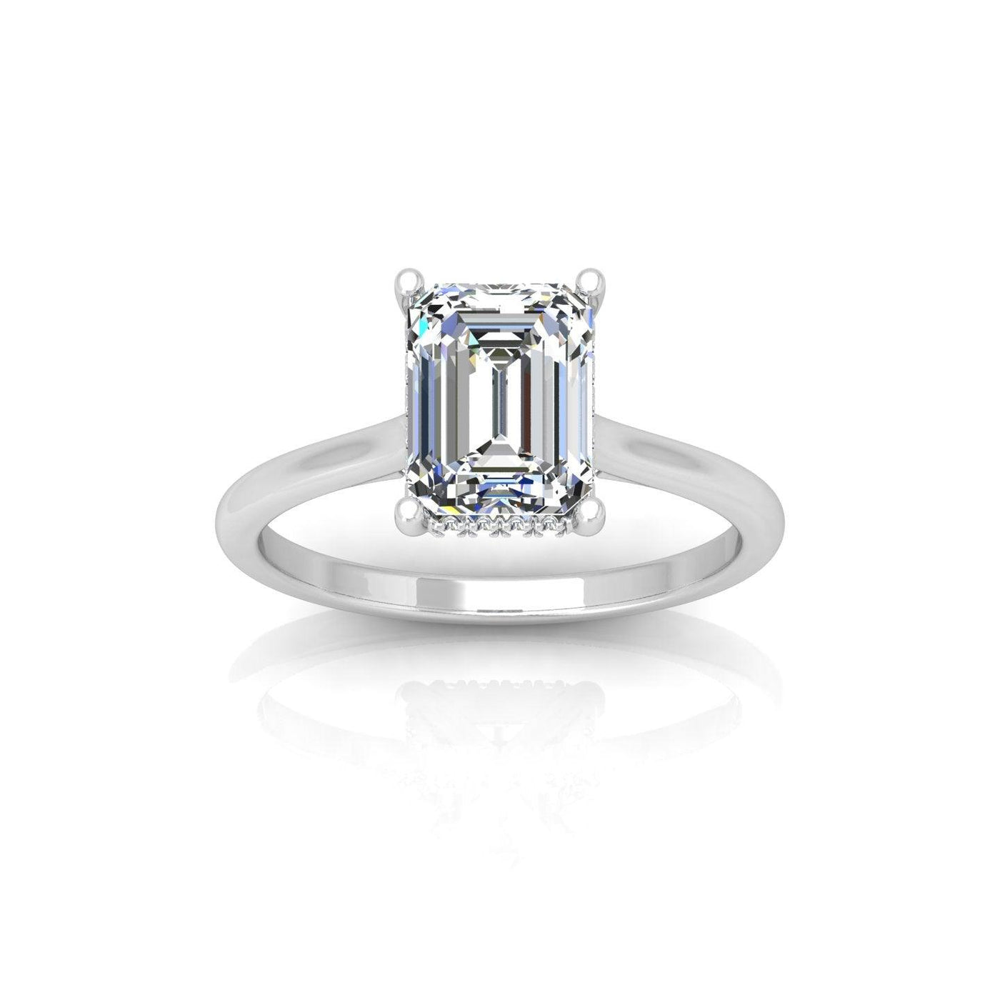 IGI Certified 1.70CT D/VS Emerald Diamond Hidden Halo Engagement Ring - Platinum