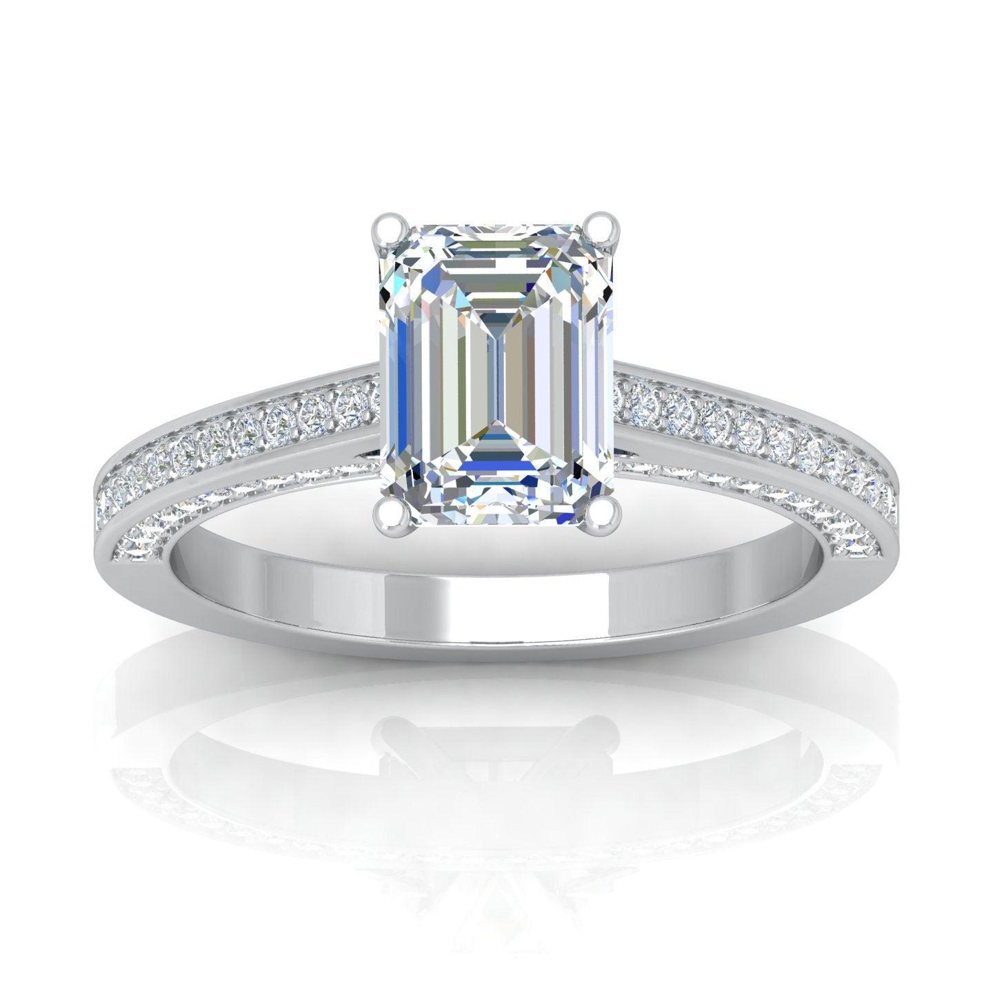 Certified Emerald Diamond Engagement Ring 2.00Carat