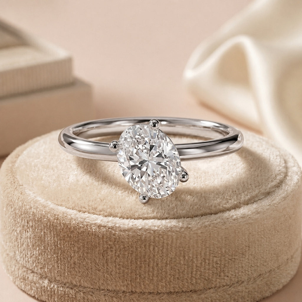 IGI Certified Oval Lab Diamond Solitaire Engagement Ring - D/VS