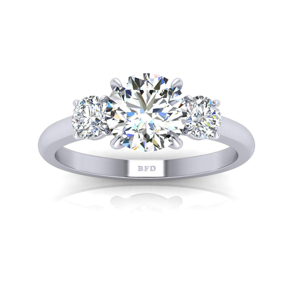 Round Diamond Three Stone Engagement Ring in Platinum 1.00Ct-3.00Ct