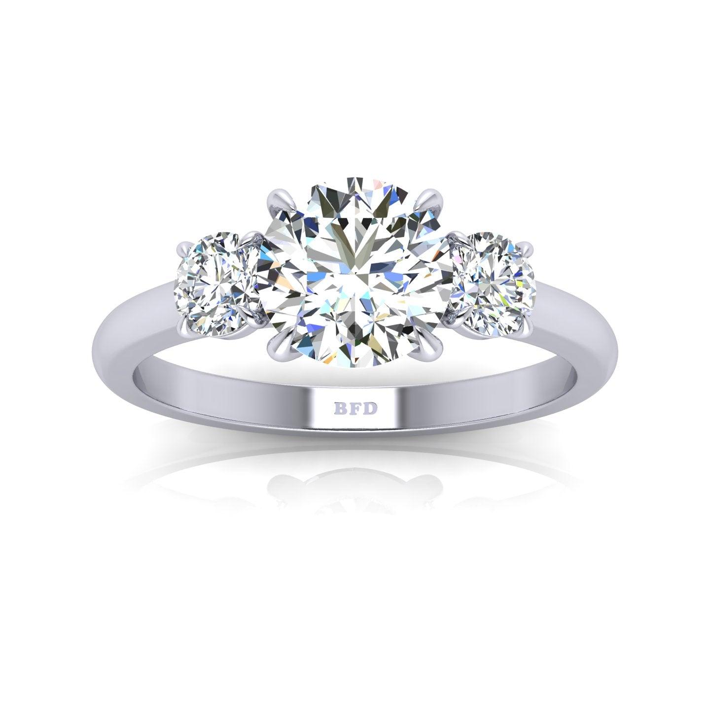 Round Diamond Three Stone Engagement Ring in Platinum 1.00Ct-3.00Ct