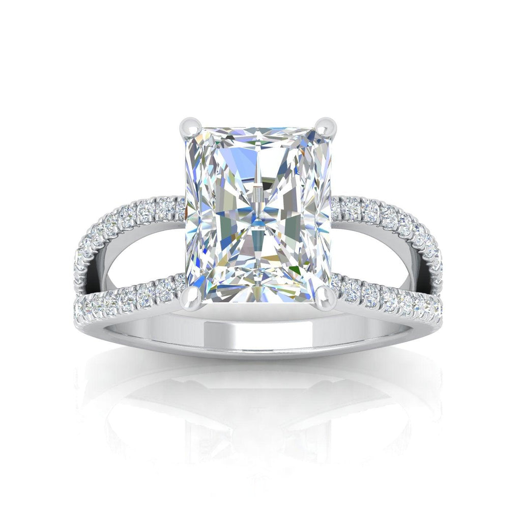 Last Piece 3.50Ct F/VS Radiant Diamond Split Shank Engagement Ring in Platinum