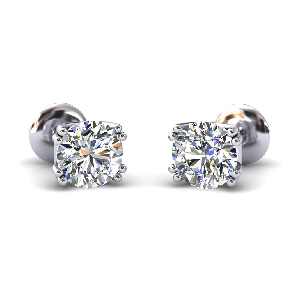 Certified D/VS 2.00Ct Round Diamond Stud Earrings in 18k Gold / Platinum