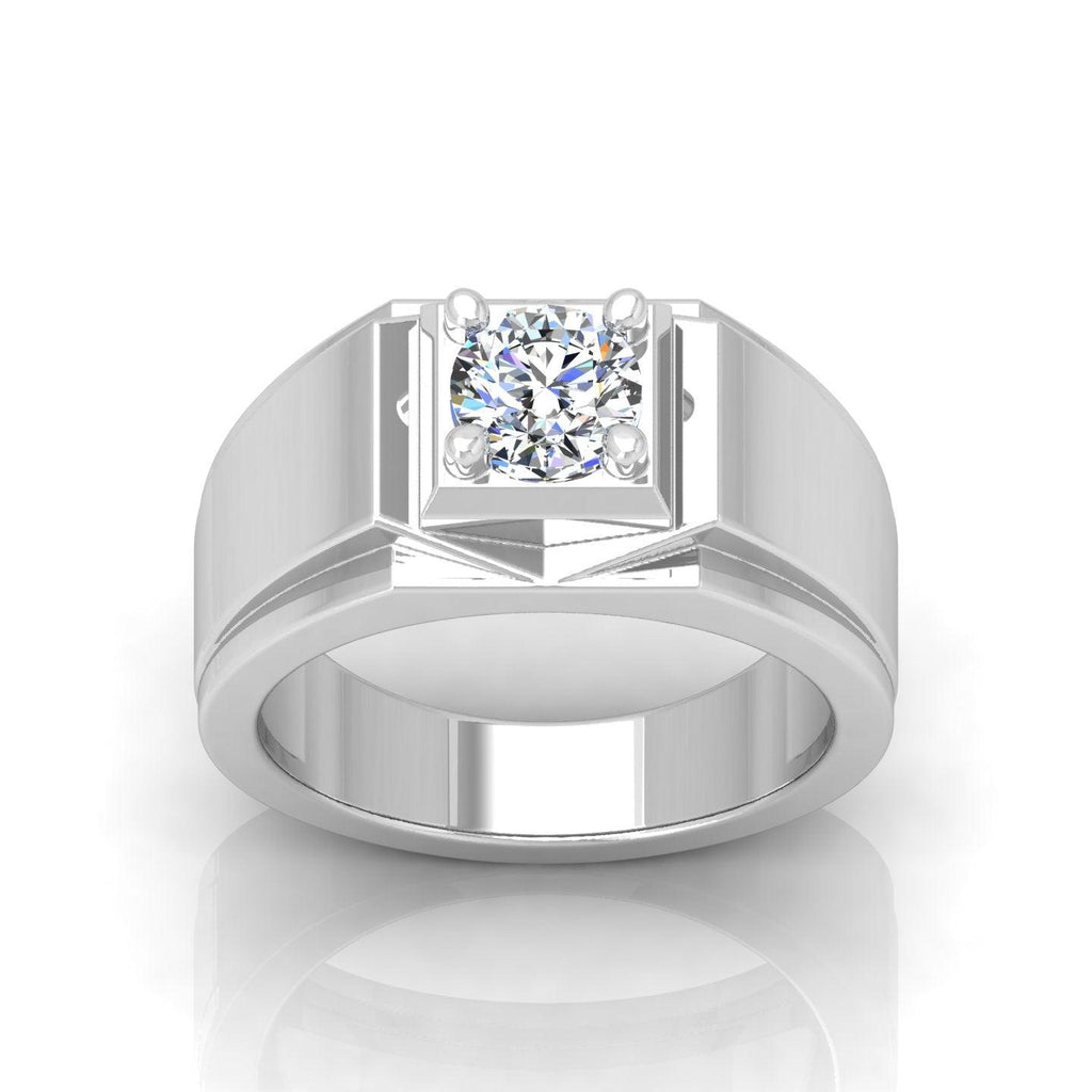 Certified E/VS 1.00Ct Round Diamond Mens Solitaire Ring