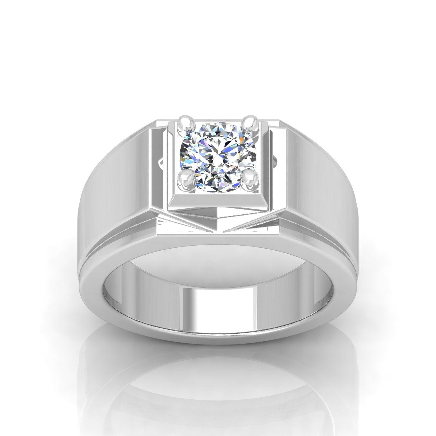 Certified E/VS 1.00Ct Round Diamond Mens Solitaire Ring