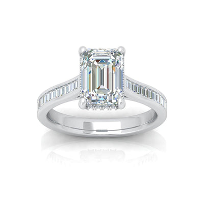 IGI Certified 4.00Ct F/VS Radiant Cut Diamond Hidden Halo Women's Engagement Ring