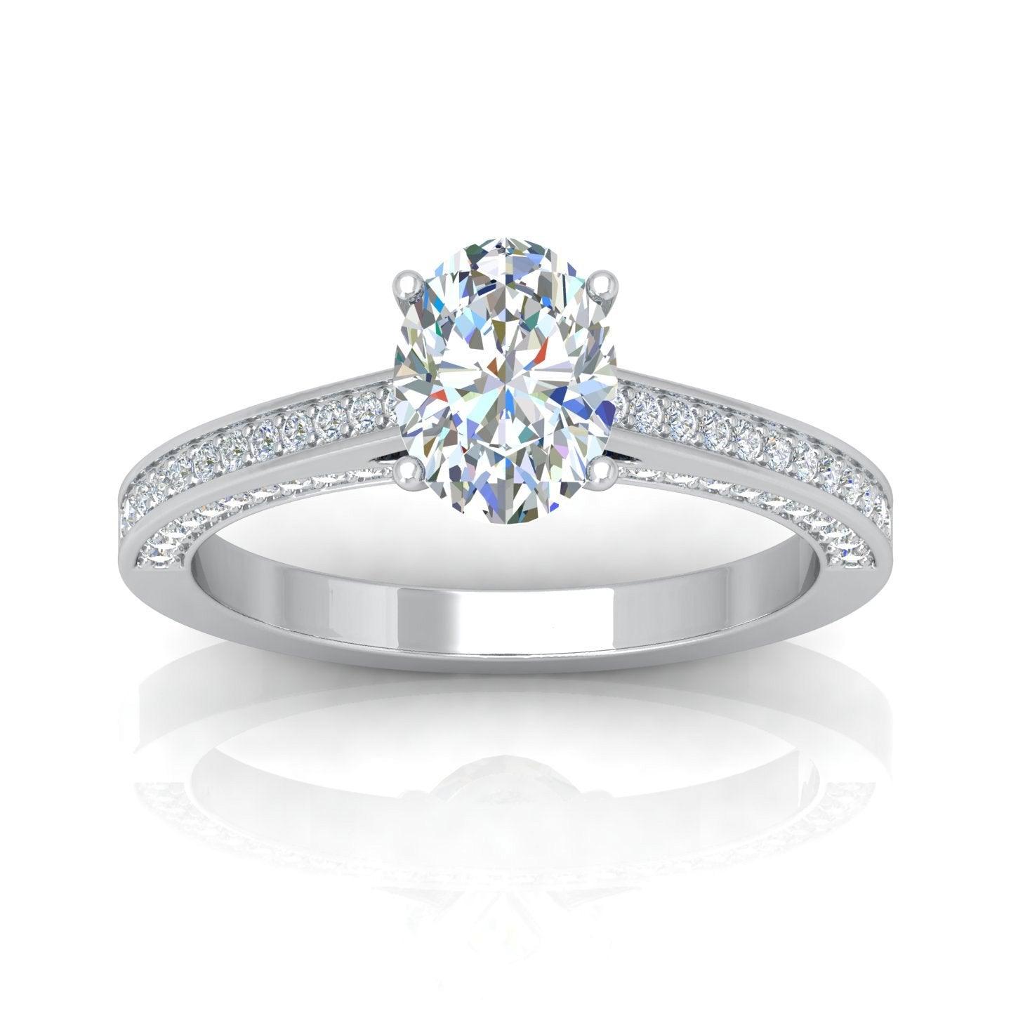 Certified Oval Diamond Engagement Ring 2.00Carat E/VS