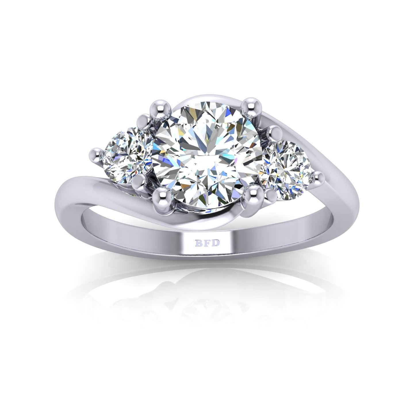 Classic Round Diamond Trilogy Engagement Ring in Platinum 1.00Ct-3.00Ct