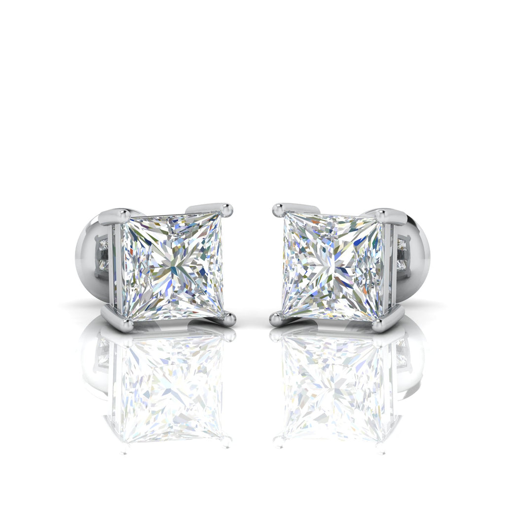 Special Deal Certified F/VVS-VS 5.17Ct Hugh Princess Cut Diamond Stud Earrings In Platinum