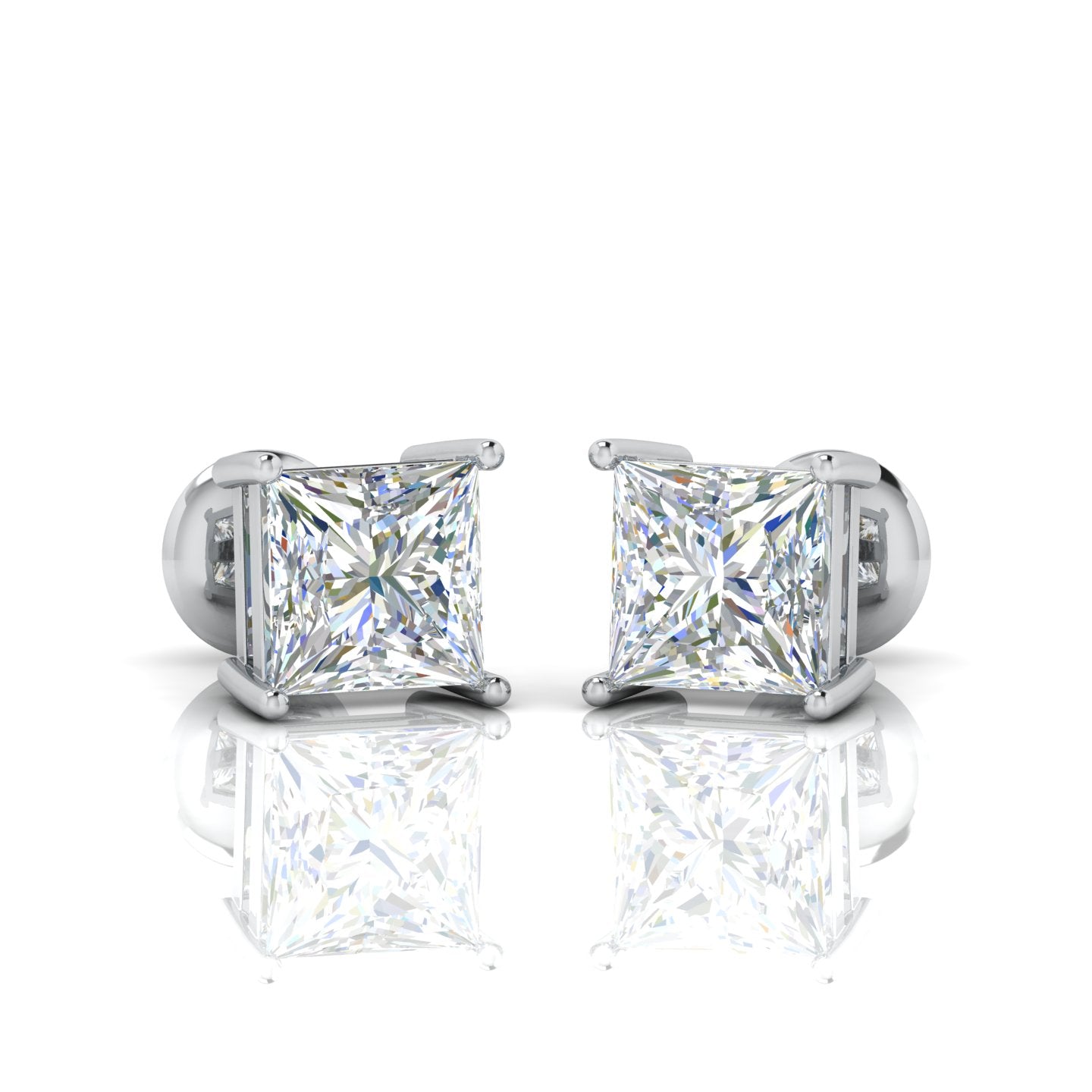 Special Deal Certified F/VVS-VS 5.17Ct Hugh Princess Cut Diamond Stud Earrings In Platinum