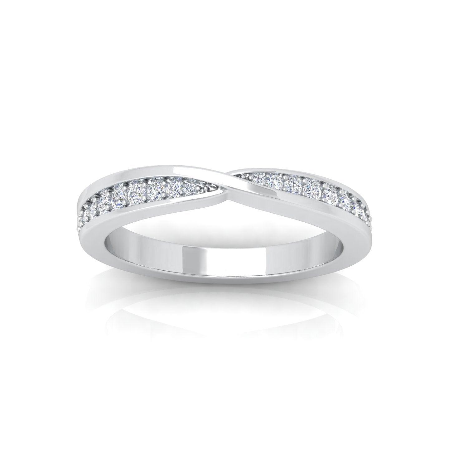 0.25 Carat D/VS Round Diamond Twisted Shank Designer Half Eternity Wedding Ring - amadadiamonds