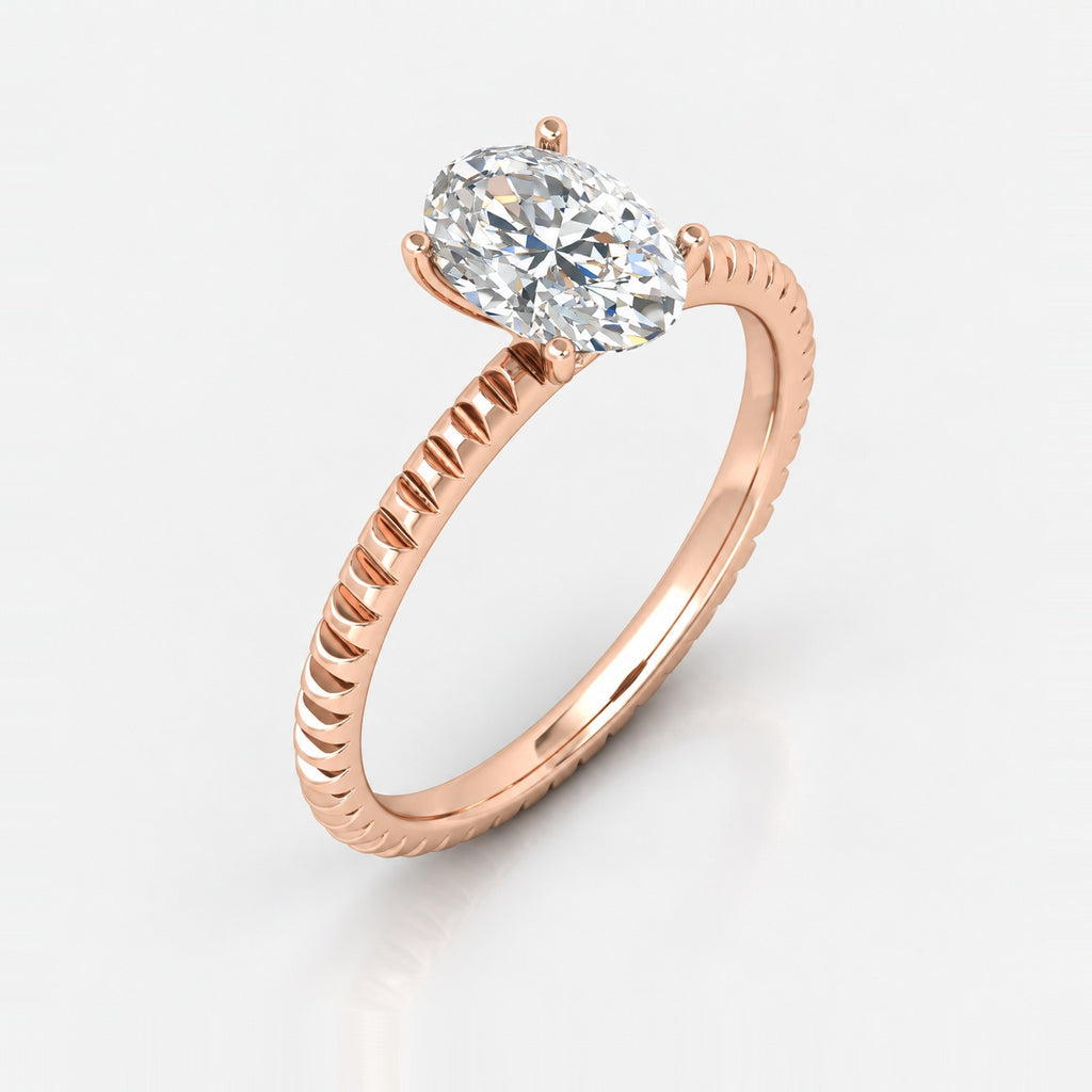 IGI Certified Oval Diamond 2.00Ct Cable Solitaire Engagement Ring in Gold & Platinum