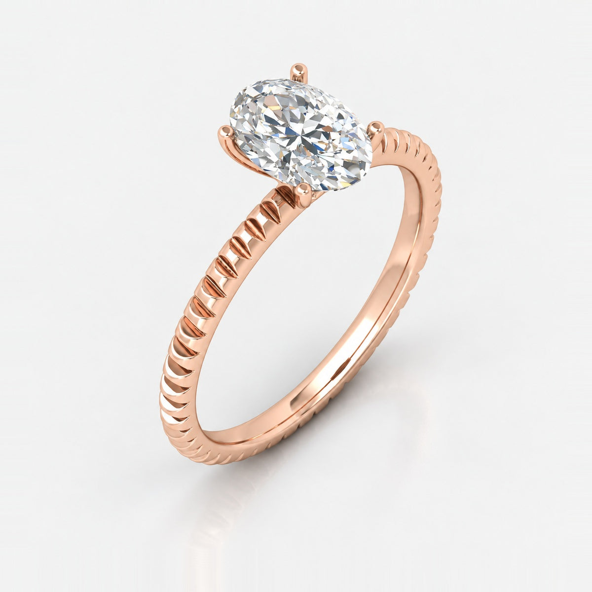 IGI Certified Oval Diamond 2.00Ct Cable Solitaire Engagement Ring in Gold & Platinum