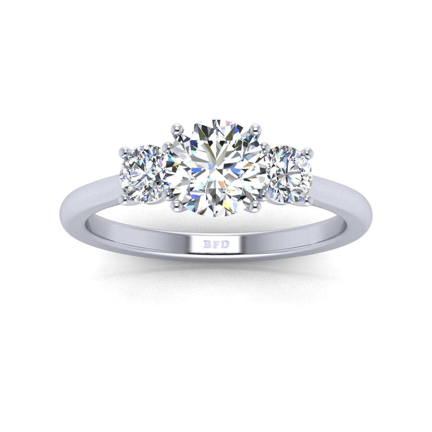 Round Diamond Trilogy Engagement Ring in Platinum 1.50Ct