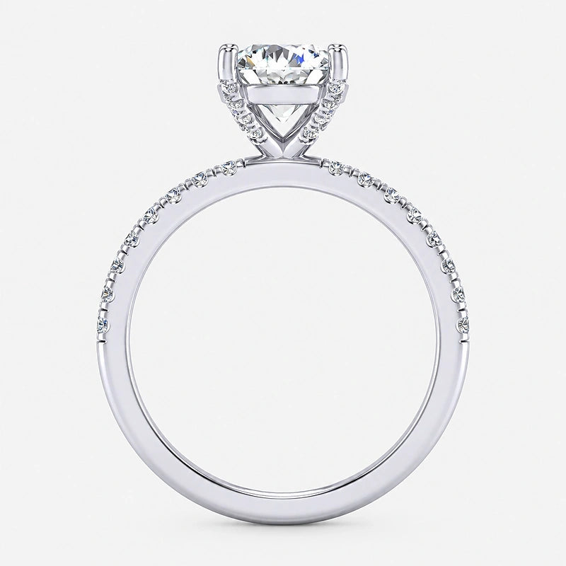 IGI Certified Lab Grown Round Brilliant Cut Diamond Pavé Solitaire Engagement Ring in Gold & Platinum – 1–5Ct