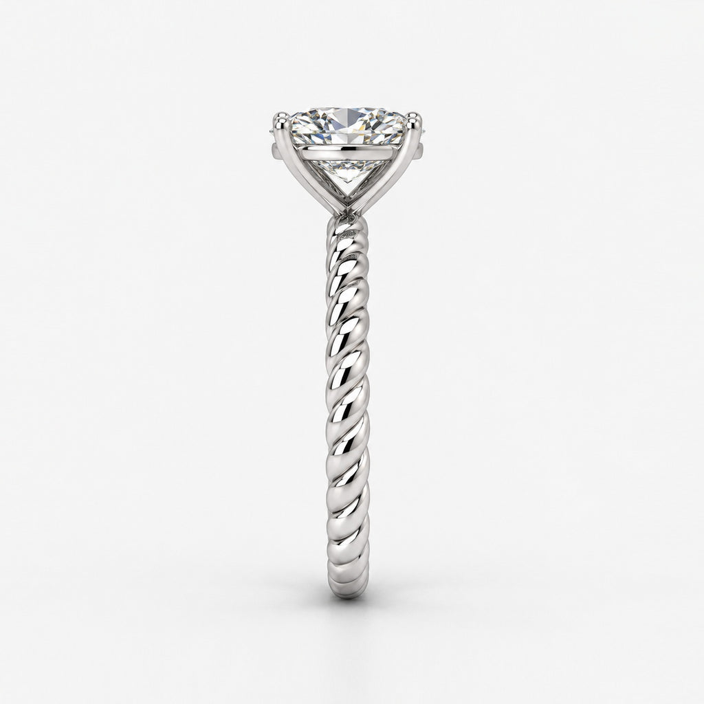 IGI Certified Oval Diamond 2.00Ct Cable Solitaire Engagement Ring in Gold & Platinum