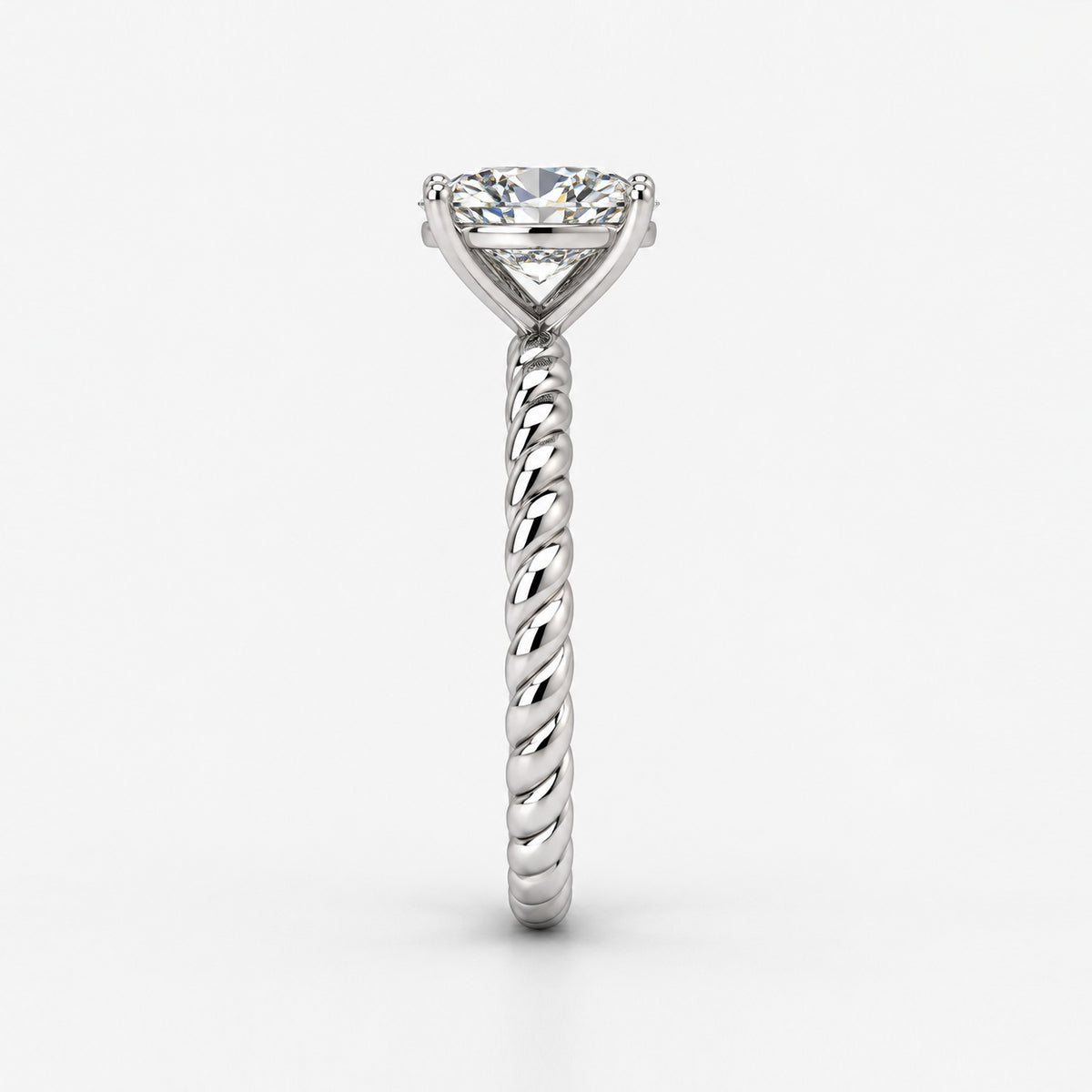 IGI Certified Oval Diamond 2.00Ct Cable Solitaire Engagement Ring in Gold & Platinum