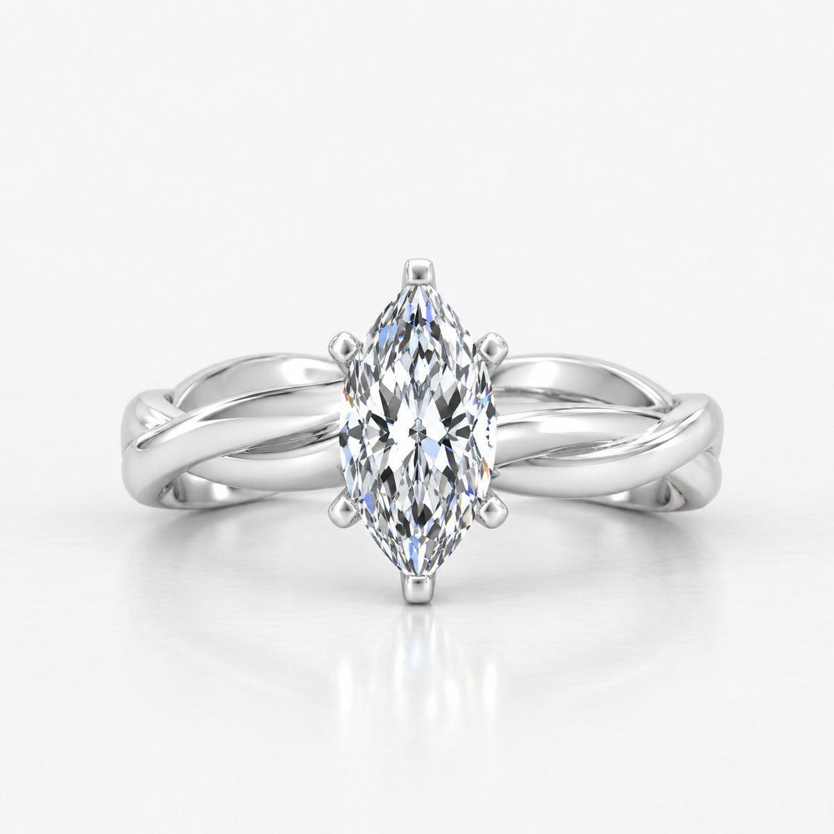 Twisted Solitaire Engagement Ring Marquise Diamond 2.00Ct IGI Certified in Gold & Platinum