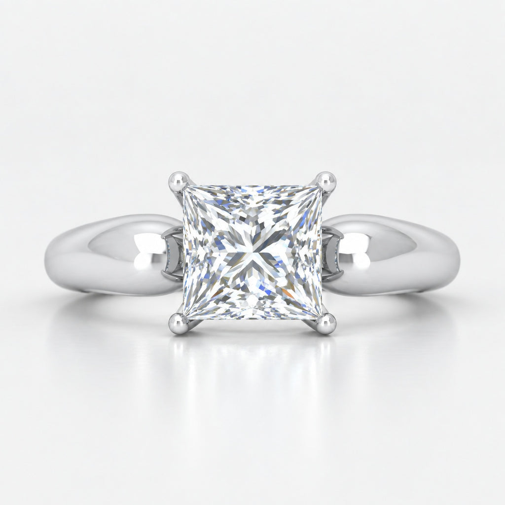 2.00Ct Solitaire Engagement Women's Ring Princess Diamond IGI Certified in Gold & Platinum