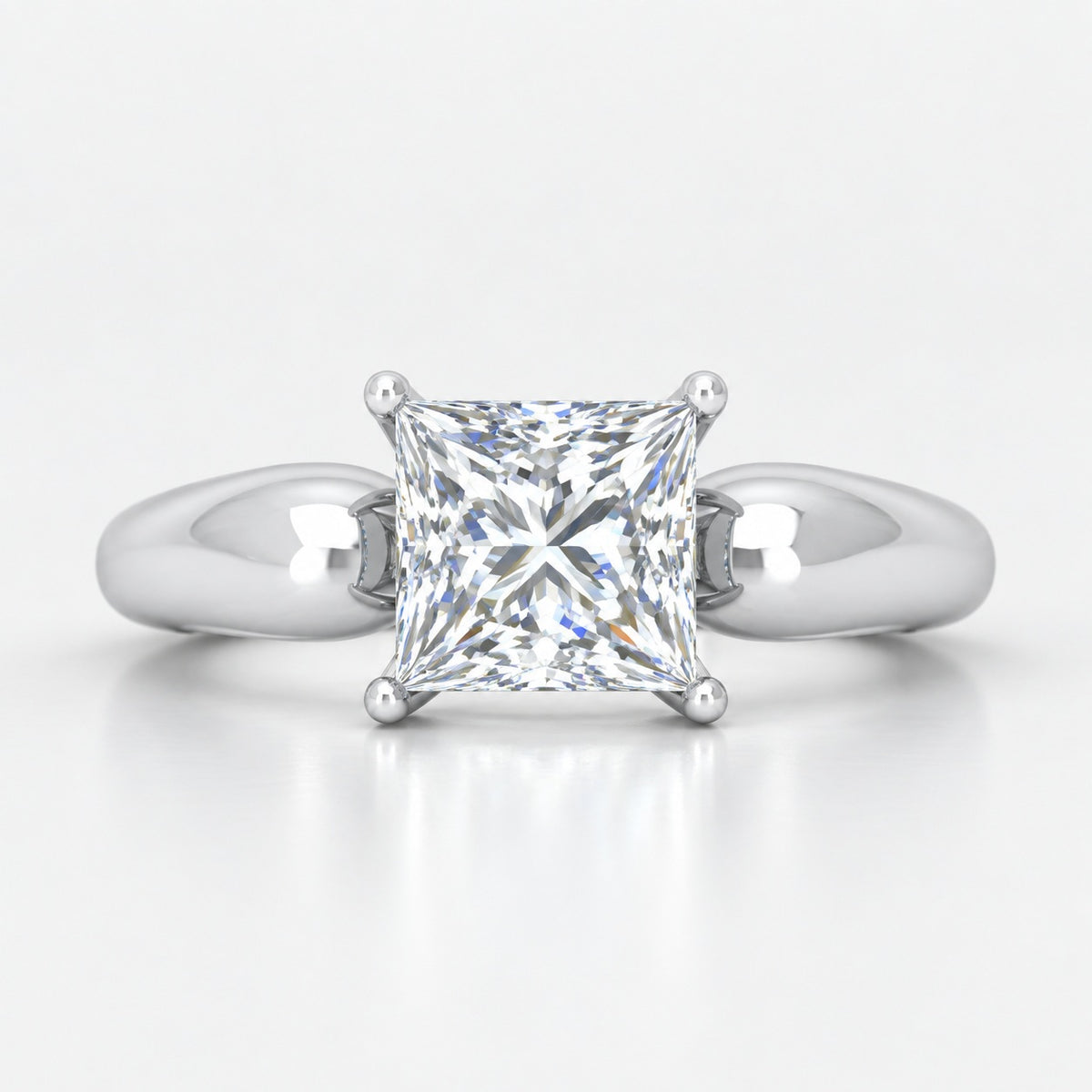 2.00Ct Solitaire Engagement Women's Ring Princess Diamond IGI Certified in Gold & Platinum