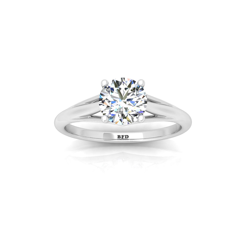 Round Lab Diamond Engagement Ring with Split Shank in Platinum