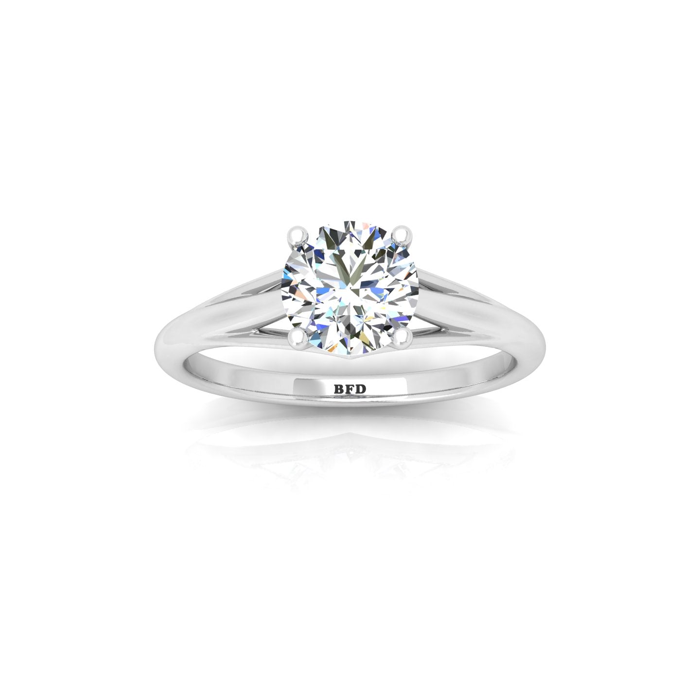 Round Lab Diamond Engagement Ring with Split Shank in Platinum