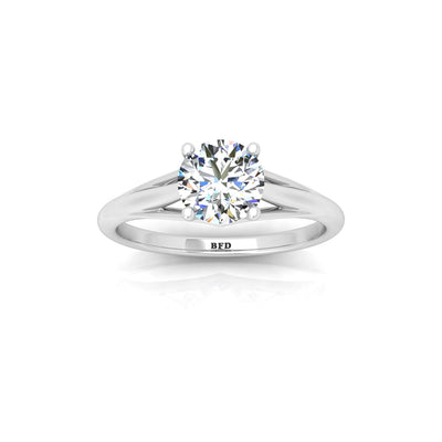 Round Lab Diamond Engagement Ring with Split Shank in Platinum