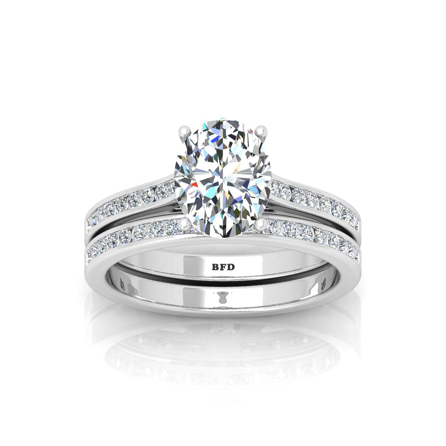 Certified Oval Diamond Bridal Set Engagement Ring With Matching Band 2.00Carat E/VS