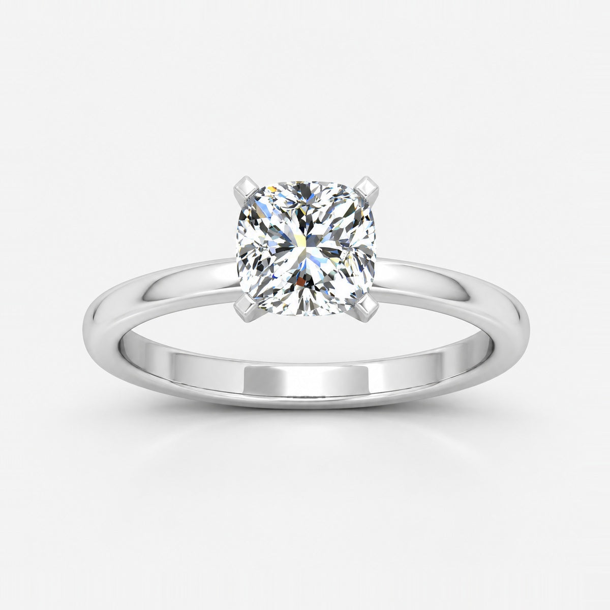 IGI Certified Classic Cushion Diamond Solitaire Engagement Ring in Gold & Platinum