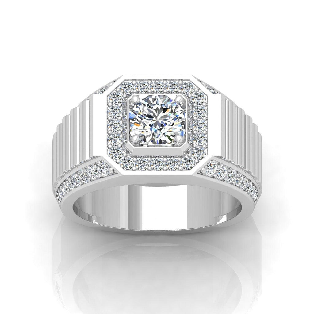 Certified F/VS 1.50Ct Round Diamond Mens Solitaire Hip Hop Ring