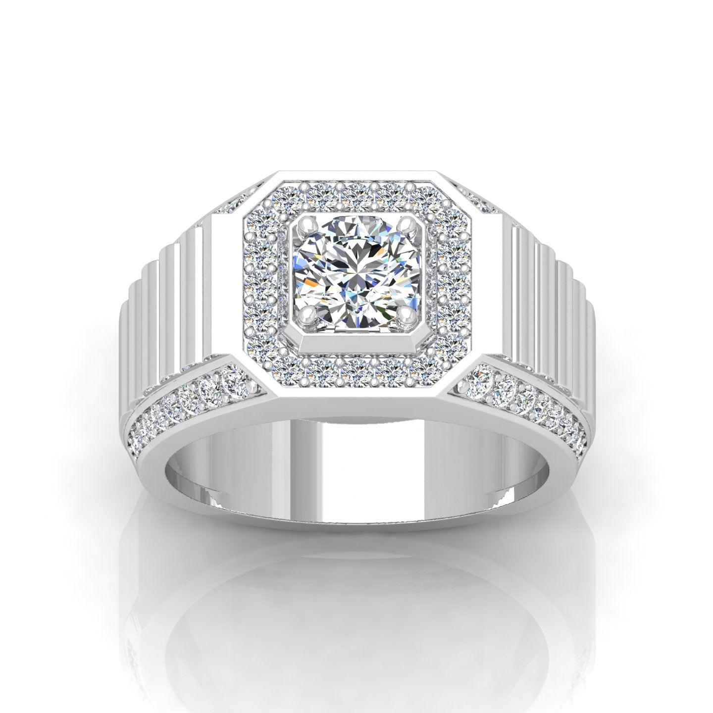 Certified F/VS 1.50Ct Round Diamond Mens Solitaire Hip Hop Ring