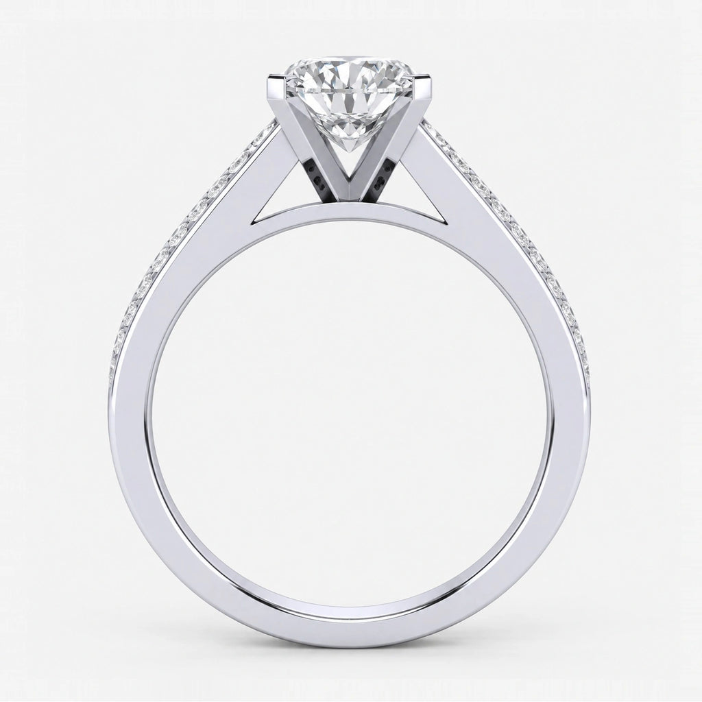 IGI Certified Lab Grown Channel Set Round Diamond Engagement Ring in Gold & Platinum – 1–5Ct