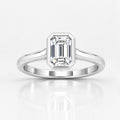 Bezel Setting IGI Certified Classic Solitaire Emerald Diamond Engagement Ring in Gold & Platinum
