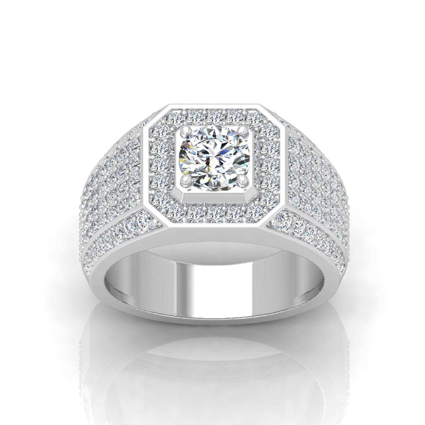 Certified F/VS 2.00Ct Round Diamond Mens Solitaire Ring