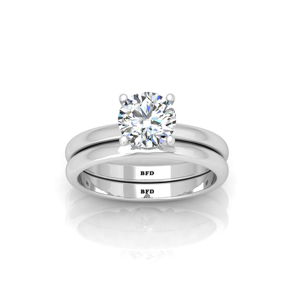 Certified Round Diamond Solitaire Bridal Set Ring 1.00Carat E/VS