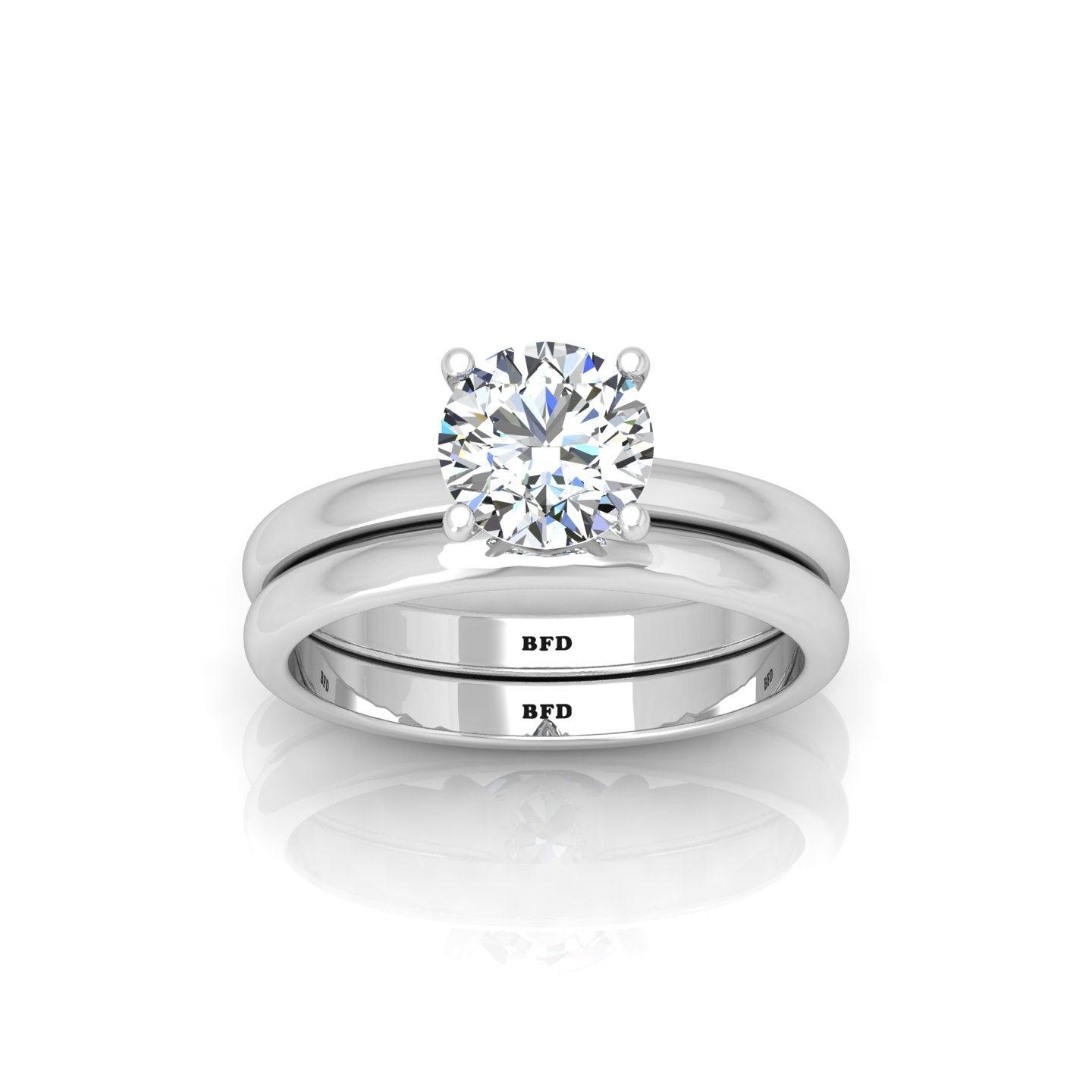 Certified Round Diamond Solitaire Bridal Set Ring 1.00Carat E/VS