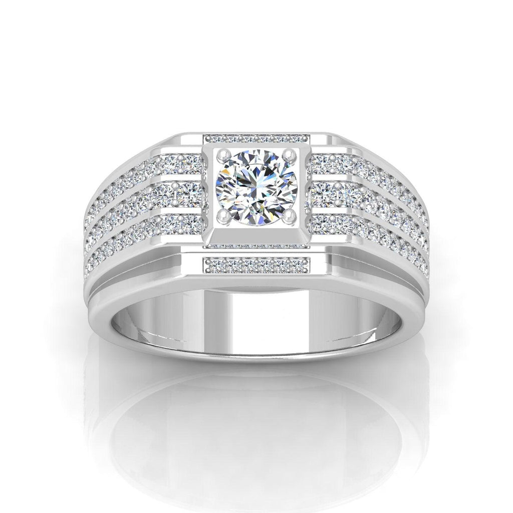Certified 1.50ct Round Diamond Solitaire with Accents Engagement Ring for Him