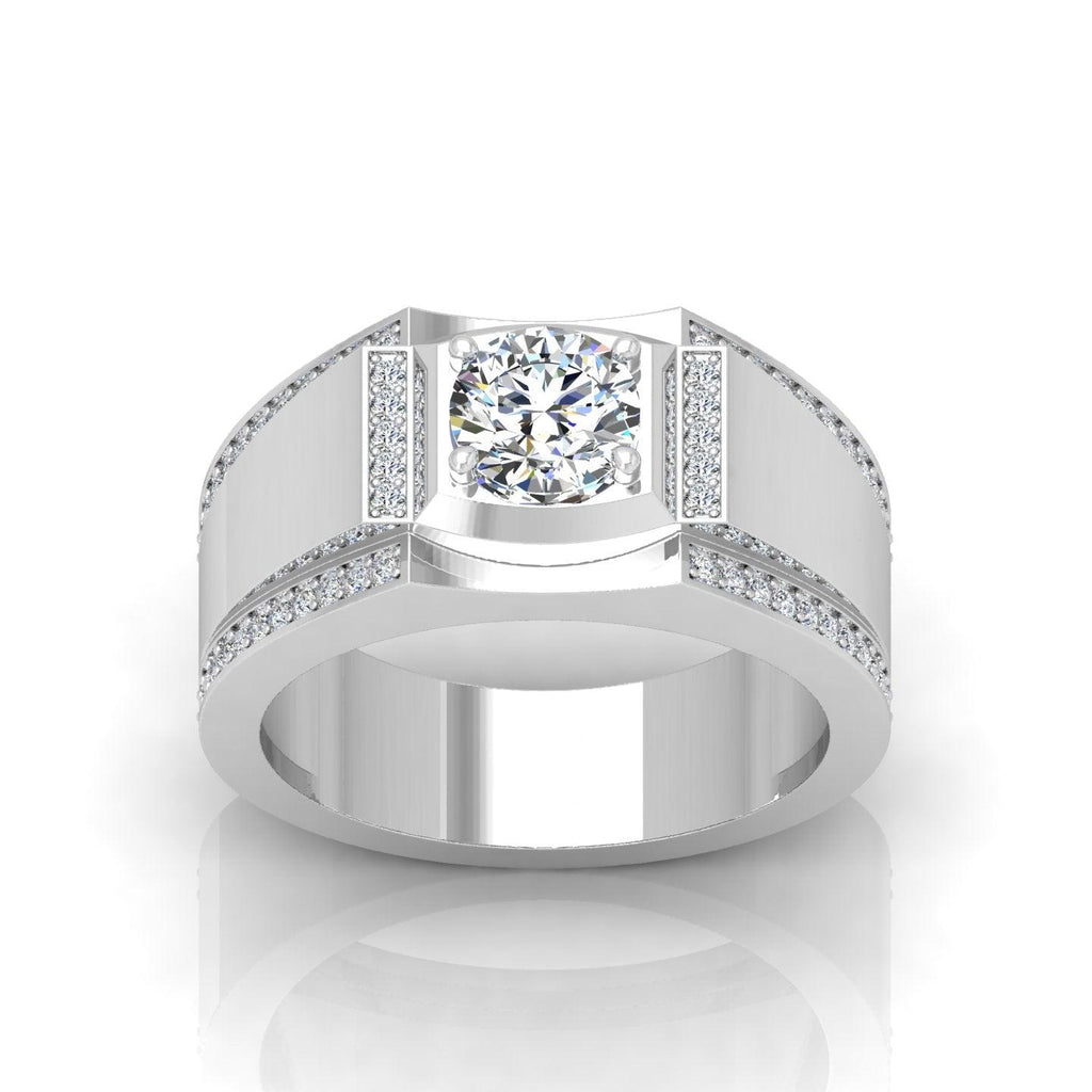 Certified F/VS 1.20Ct Round Diamond Mens Solitaire Ring