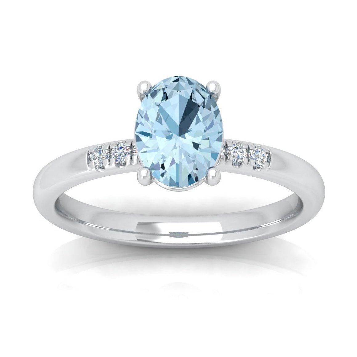 1.20 Ct Natural Aquamarine and Diamond Women's Ring