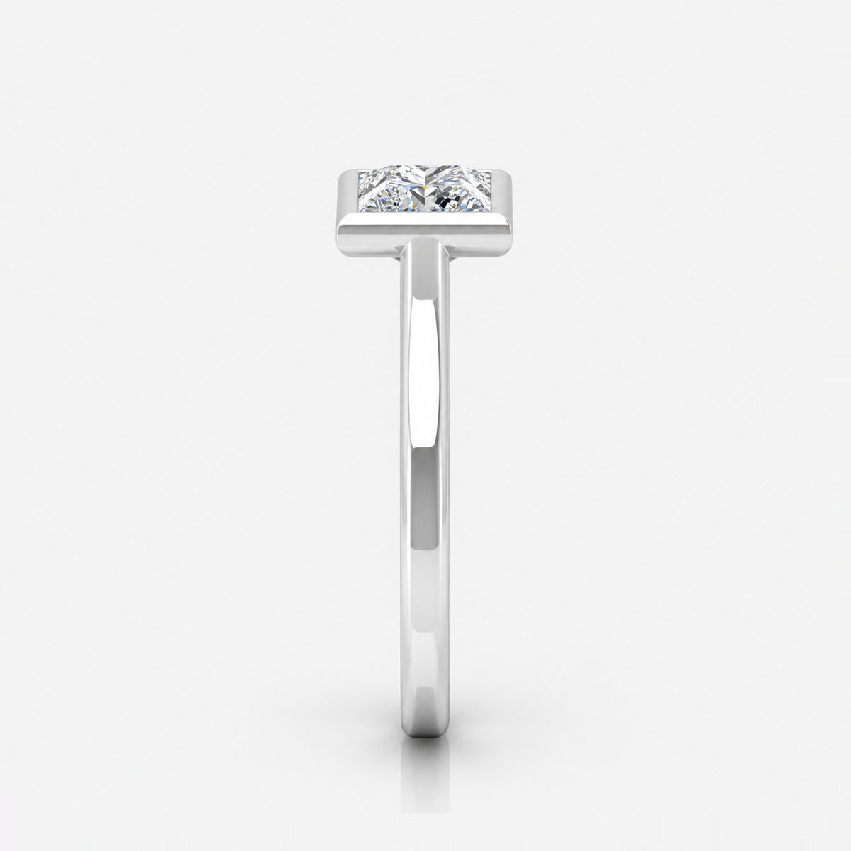 2.00Ct Solitaire Bezel Set Engagement Women's Ring Princess Diamond IGI Certified in Gold & Platinum