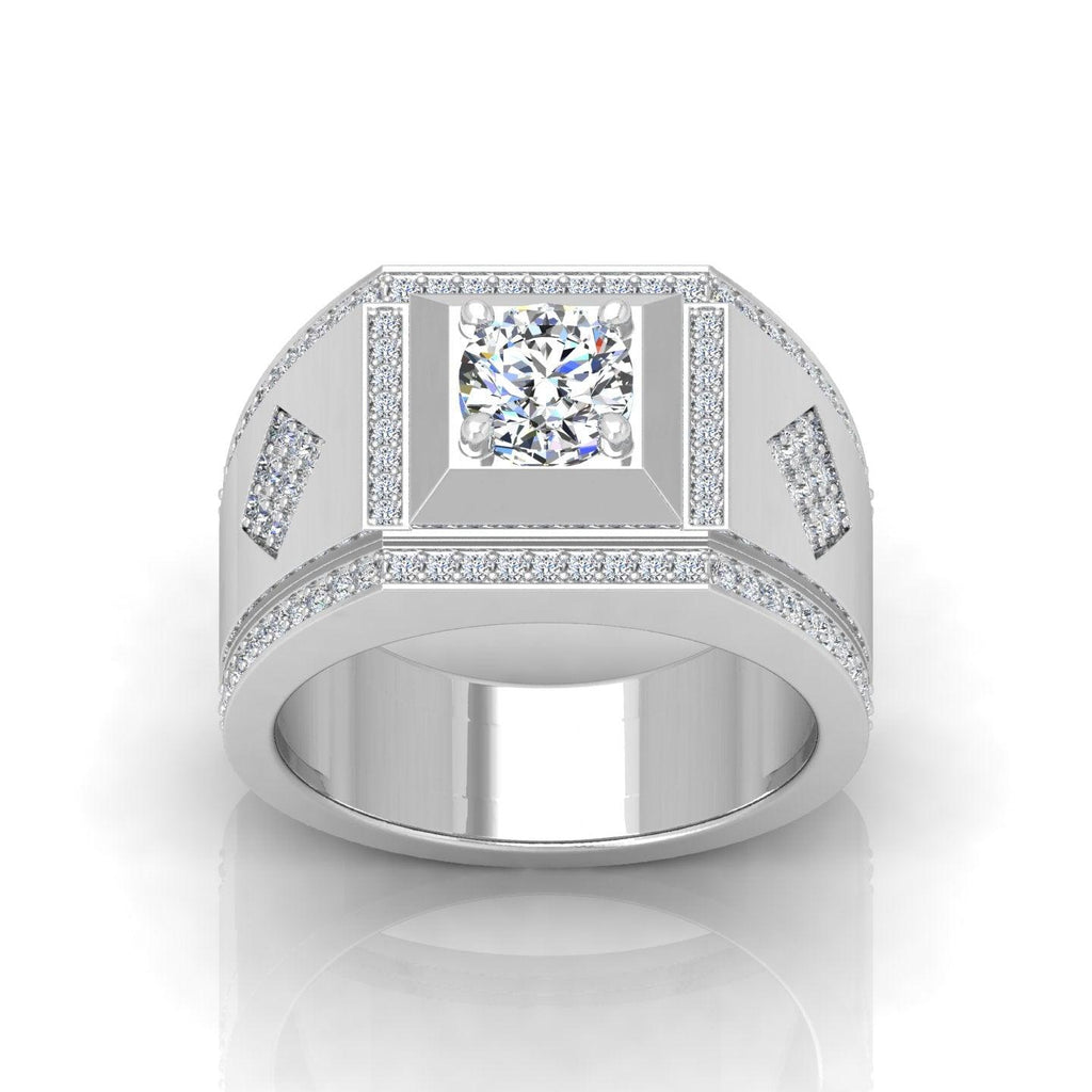 Certified 1.50ct Round Diamond Solitaire with Accents Engagement Ring for Him