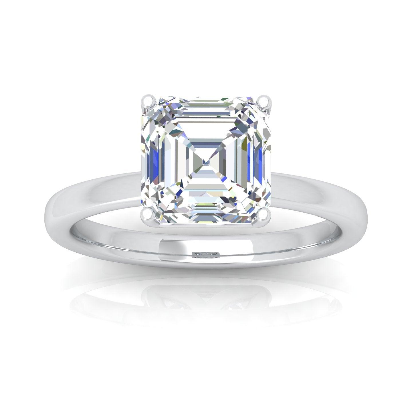 IGI Certified E/VS Asscher Diamond Solitaire Engagement Ring - amadadiamonds